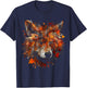 Wolf Autumn Leaves - Animal Art Motif Wolf T-Shirt - T-Shirt | Navy