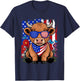 Cute Highland Cow Florals 4th of July USA Flag Patriotic Cow T-Shirt - T-Shirt | Navy