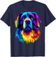 Colorful Newfoundland Dog Face Cute Newfie Lover Black Women Kids T-Shirt - T-Shirt | Navy