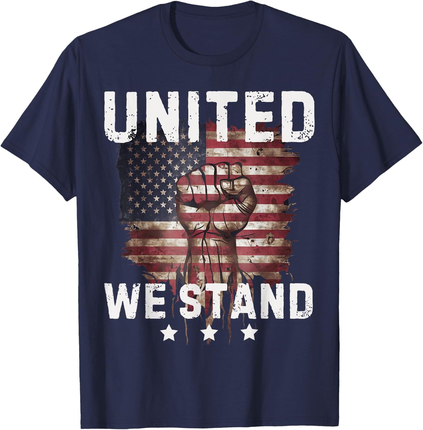 United We Stand Patriotic Gift USA Flag T-Shirt - T-Shirt | Navy