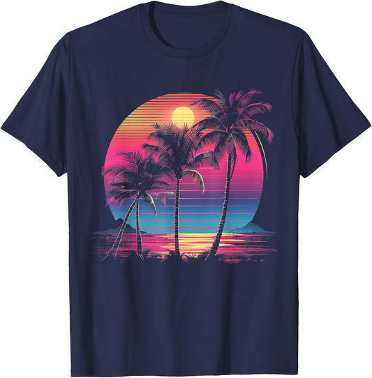 Vaporwave Retro T-Shirt - T-Shirt | Navy