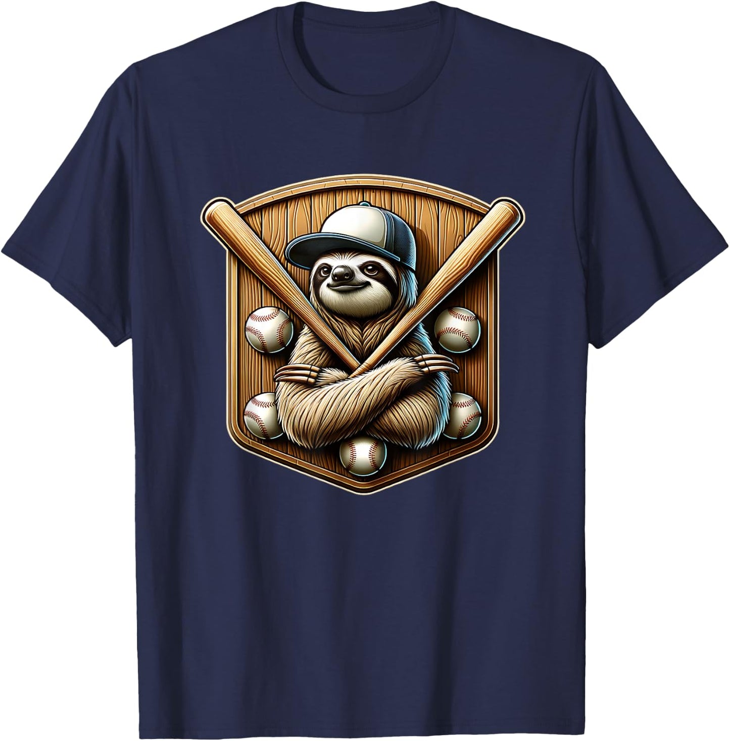 Funny Sloth Baseball Sports Softball Pitcher Player Cool T-Shirt - T-Shirt | Navy