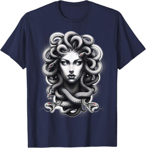 Lilith Medusa Serpent Cobra Snake Greek Mythology T-Shirt - T-Shirt | Navy