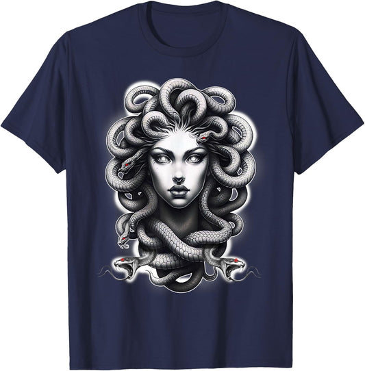 Lilith Medusa Serpent Cobra Snake Greek Mythology T-Shirt - T-Shirt | Navy