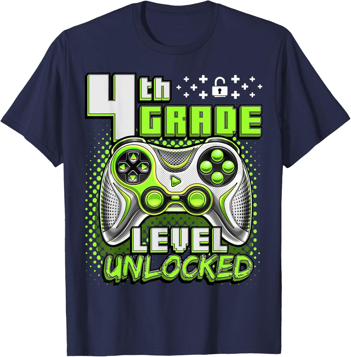 Back to School 4th Grade Boys Gamer First Day School Level T-Shirt - T-Shirt | Navy