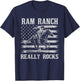 Ram Ranch Really Rocks Cowboy Horseback Vintage USA Flag T-Shirt - T-Shirt | Navy