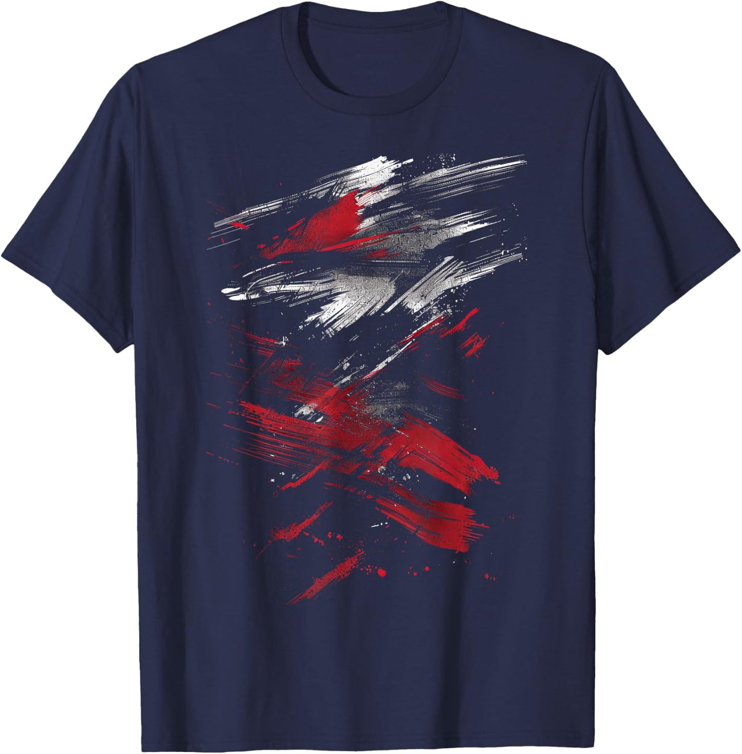Red and Black Dynamic Splatter Graphic T-Shirt - T-Shirt | Navy
