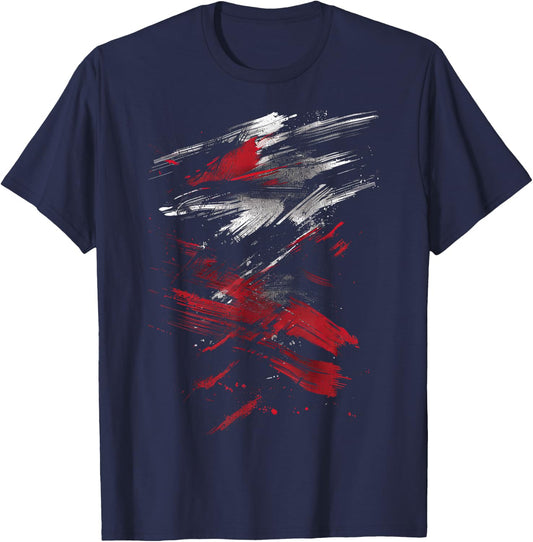 Red and Black Dynamic Splatter Graphic T-Shirt - T-Shirt | Navy