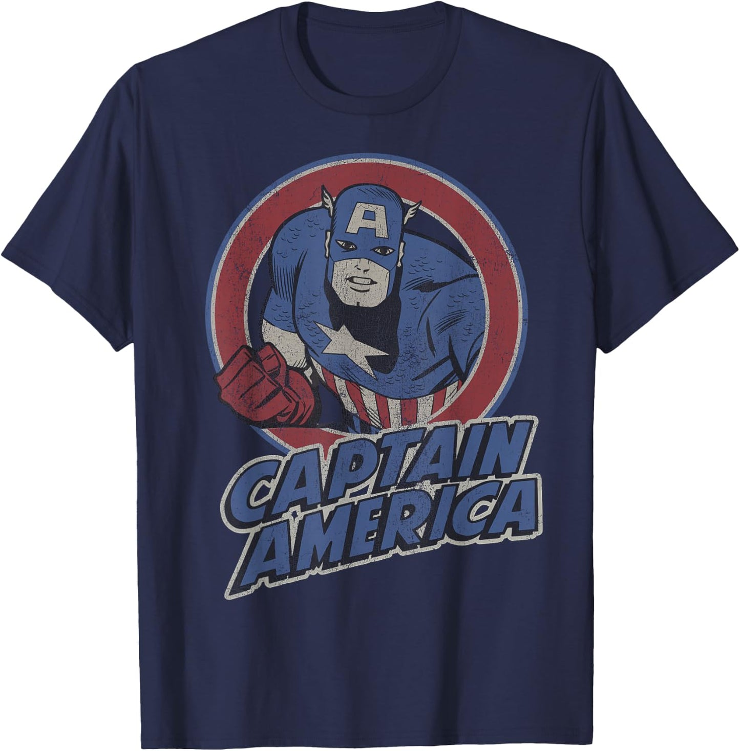Marvel Captain America Retro Style Portrait T-Shirt - T-Shirt | Navy