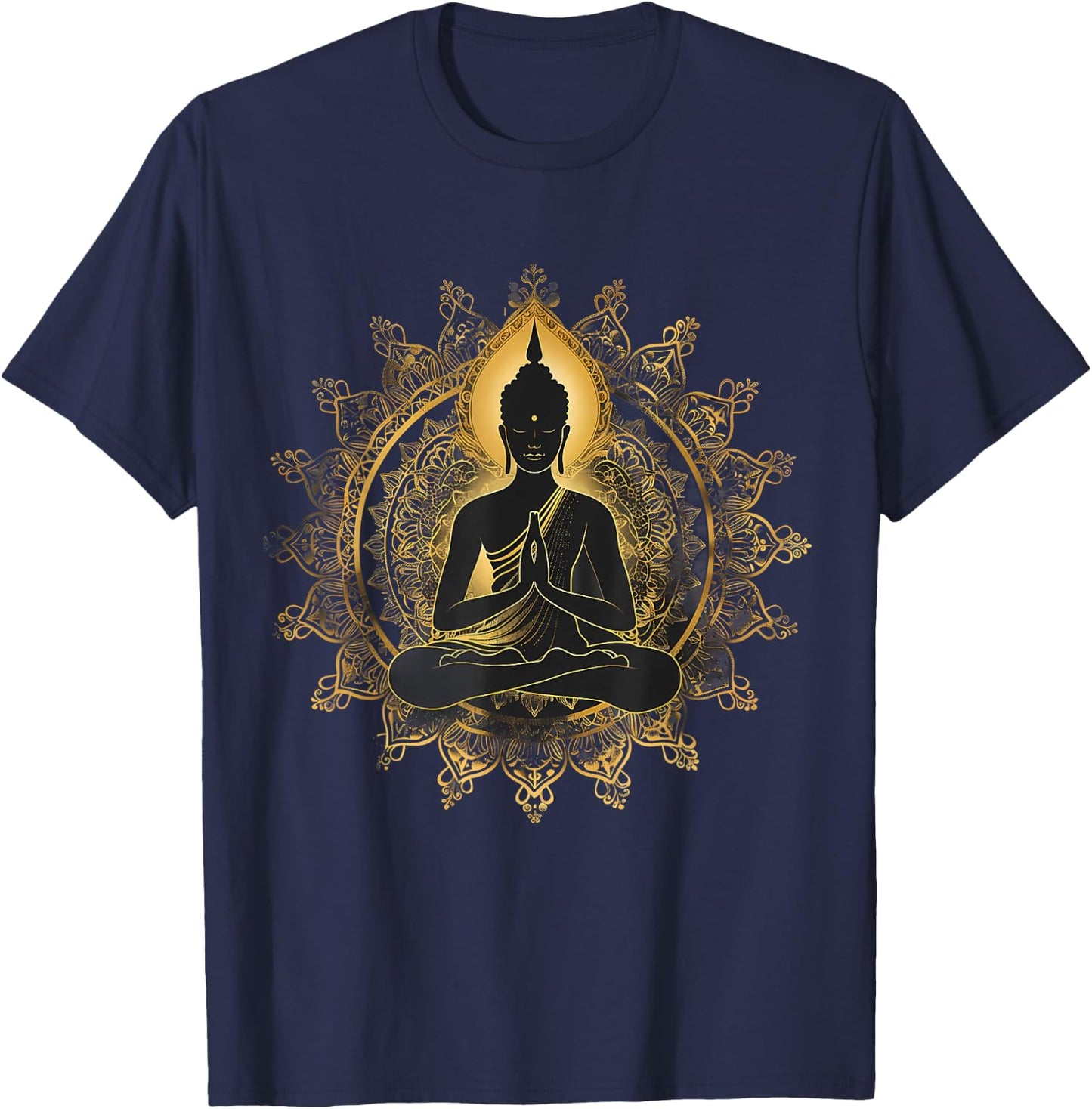 Meditation Zen Buddha Mandala Spiritual Buddhist Hindu T-Shirt - T-Shirt | Navy