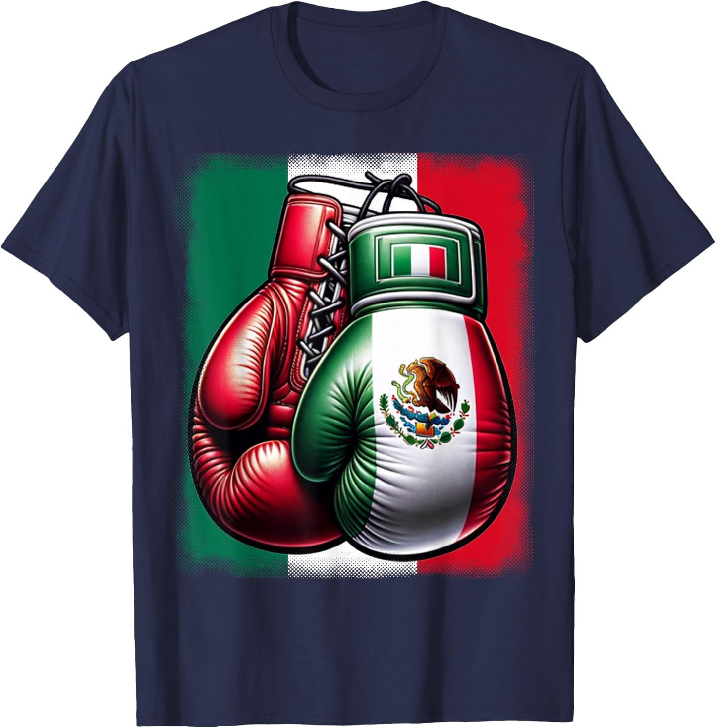 Boxing Mexico Funny Mexican Vintage Style Boxing Mexico T-Shirt - T-Shirt | Navy