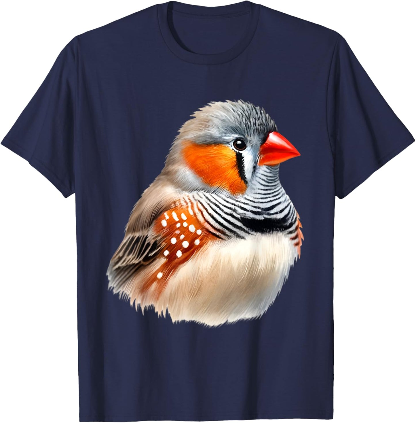 Zebra Finch Bird Vibrant Realistic Artwork T-Shirt - T-Shirt | Navy