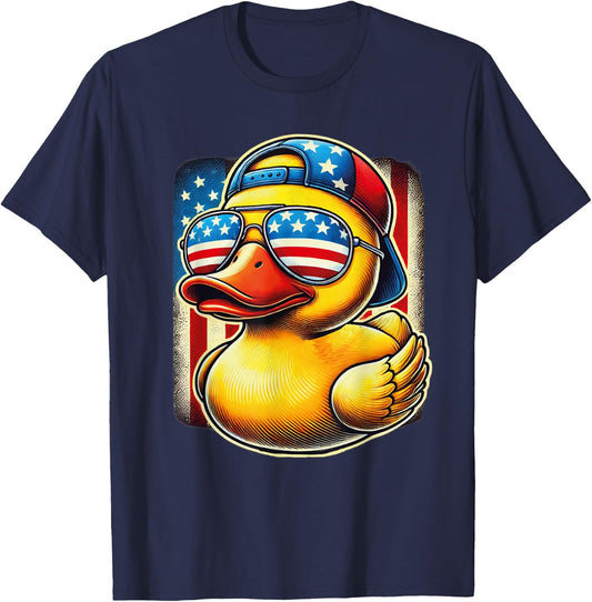 Rubber Duck Shirt USA Flag Gift Funny Duckie Cool Duck T-Shirt - T-Shirt | Navy
