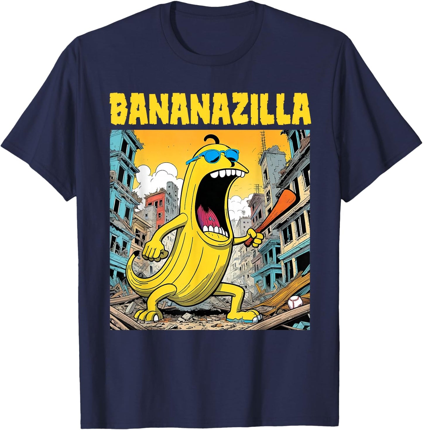 Bananazilla Banana Baseball Monster Bananas Kids Youth Boys T-Shirt - T-Shirt | Navy