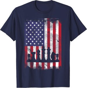 American Flag Chess Vintage Patriotic Men Women Youth Kids T-Shirt - T-Shirt | Navy