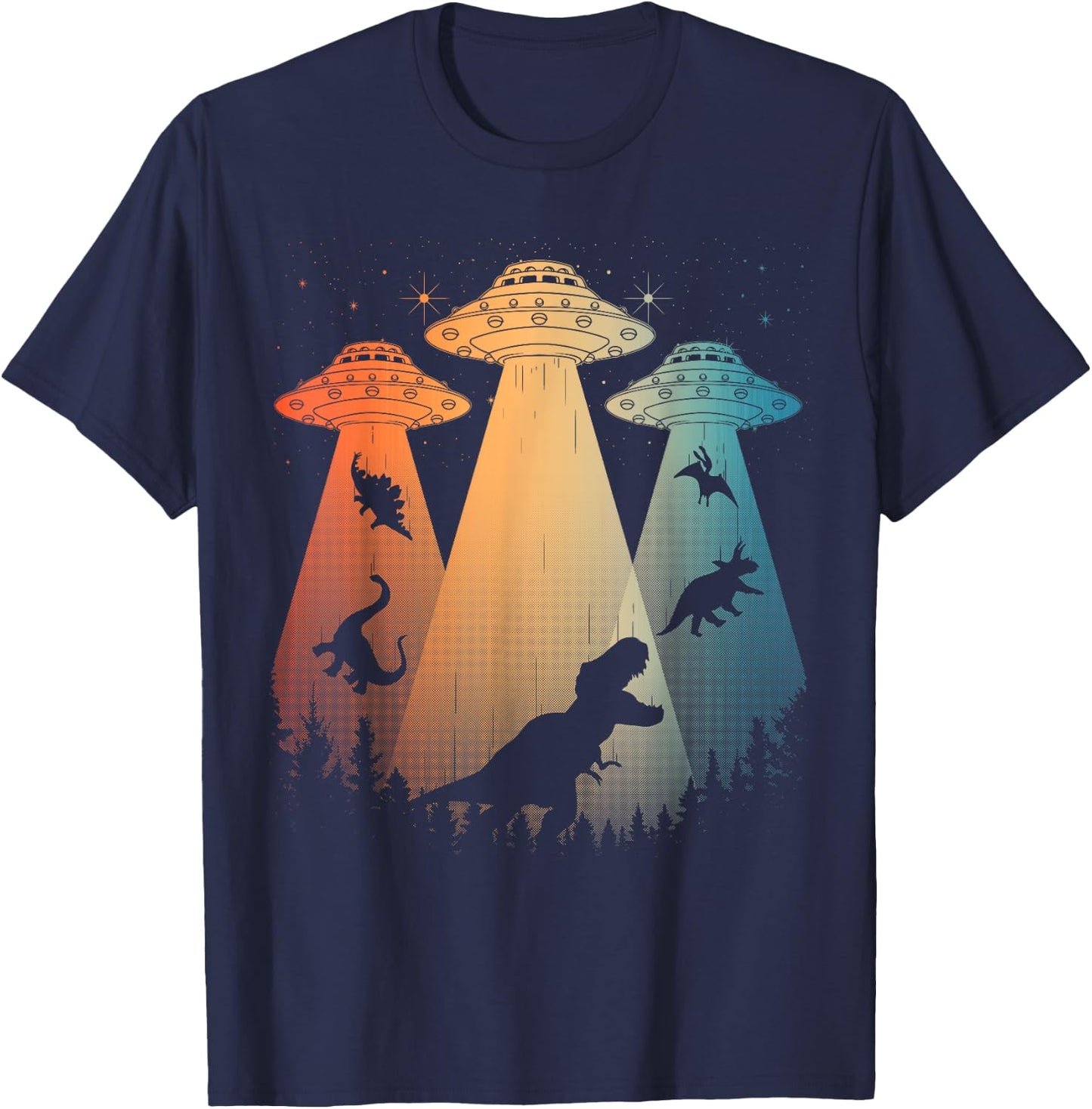 Cool Dinosaur Art Women UFO Alien Abduction Dinosaur T-Shirt - T-Shirt | Navy