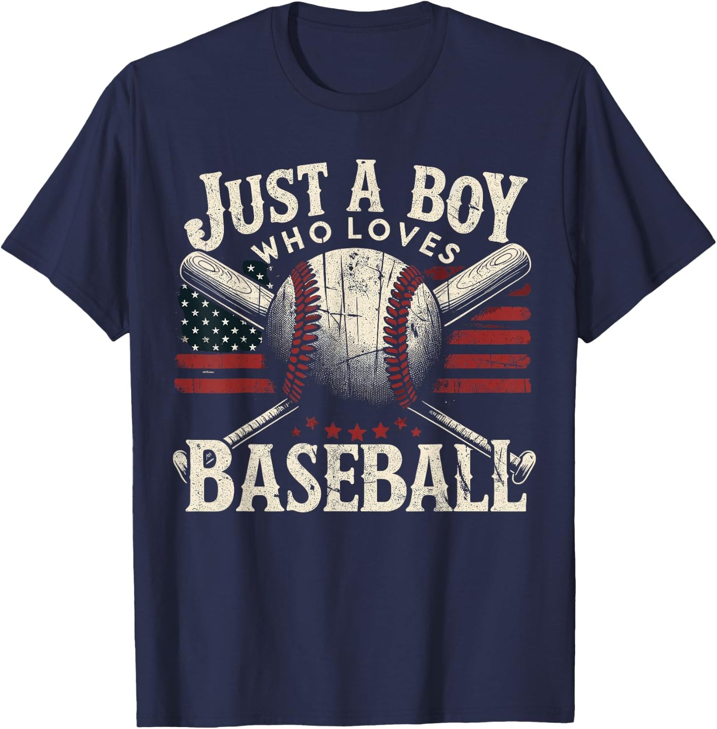Just A Boy Who Loves Baseball T-Shirt - T-Shirt | Navy
