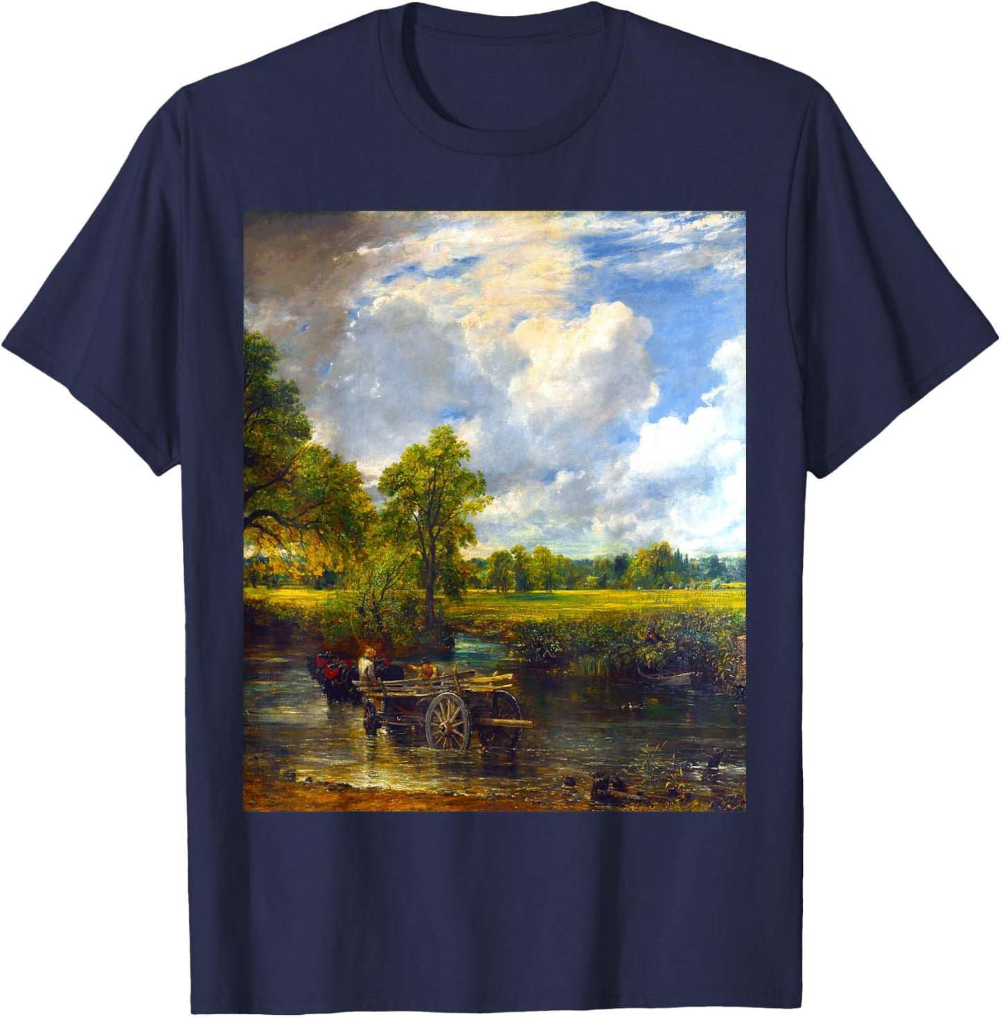 The Hay Wain John Constable Romanticism Landscape Art T-Shirt - T-Shirt | Navy