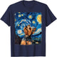 Yorkshire Terrier Dog Yorkie Starry Night Painting T-Shirt - T-Shirt | Navy