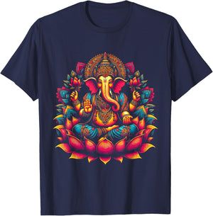 Ganesh Symbol Yoga Hindu Elephant God Ganesha Puja T-Shirt - T-Shirt | Navy