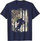 Camo US Flag American Football Player Vintage Patriotic T-Shirt - T-Shirt | Navy