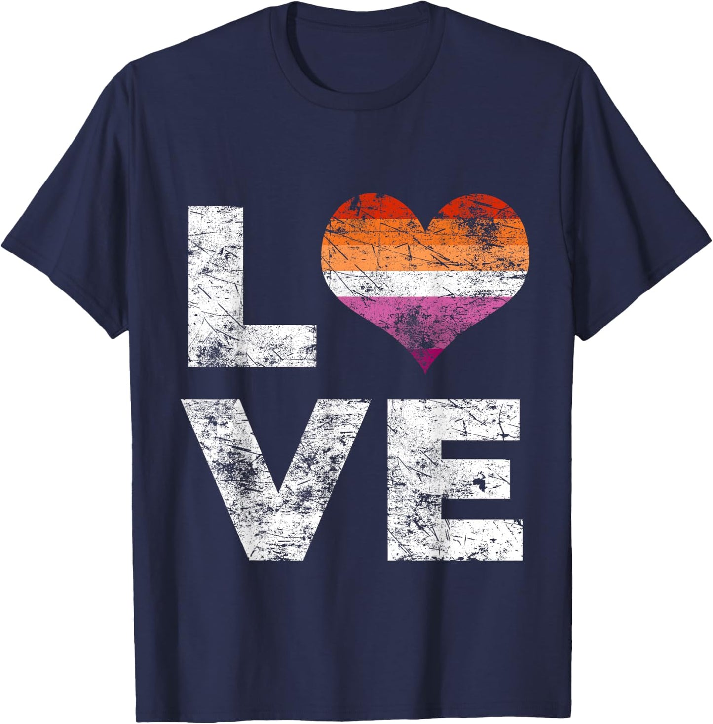 Lesbian Flag Love Vintage T-Shirt - T-Shirt | Navy