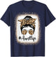Aunt Life Bleached Leopard Messy Bun Auties Girl Mothers day T-Shirt - T-Shirt | Navy