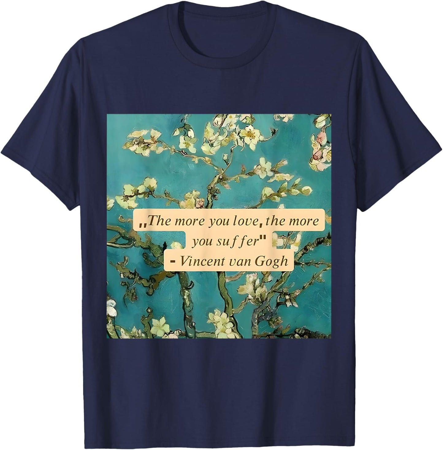 Almond Blossom Vincent Van Gogh Fans Famous Artist Tribute T-Shirt - T-Shirt | Navy
