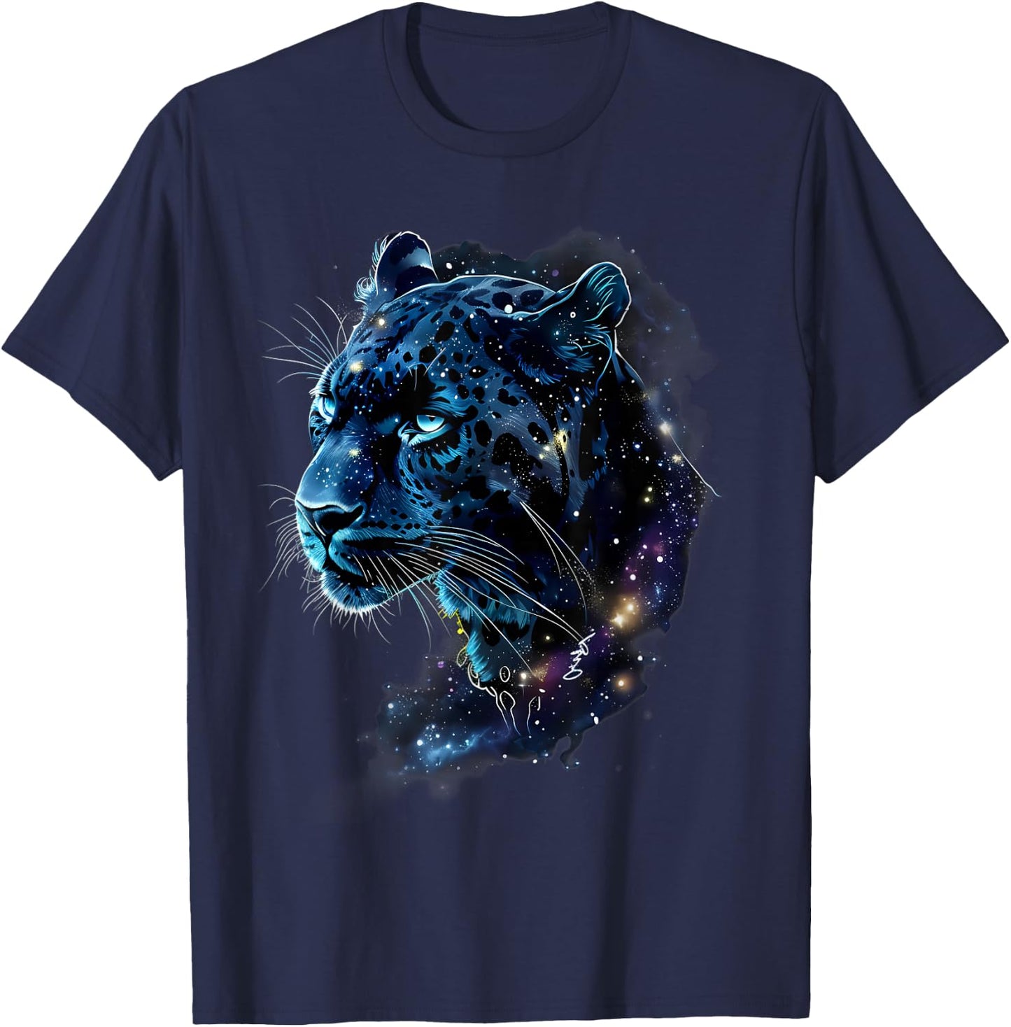 Tropical Jungle Animal Art Panther Lover - -Adults, Kids - Black - Small - Short Sleeve - Classic Fit - Animal Print Panther Graphic T-Shirt - T-Shirt | Navy