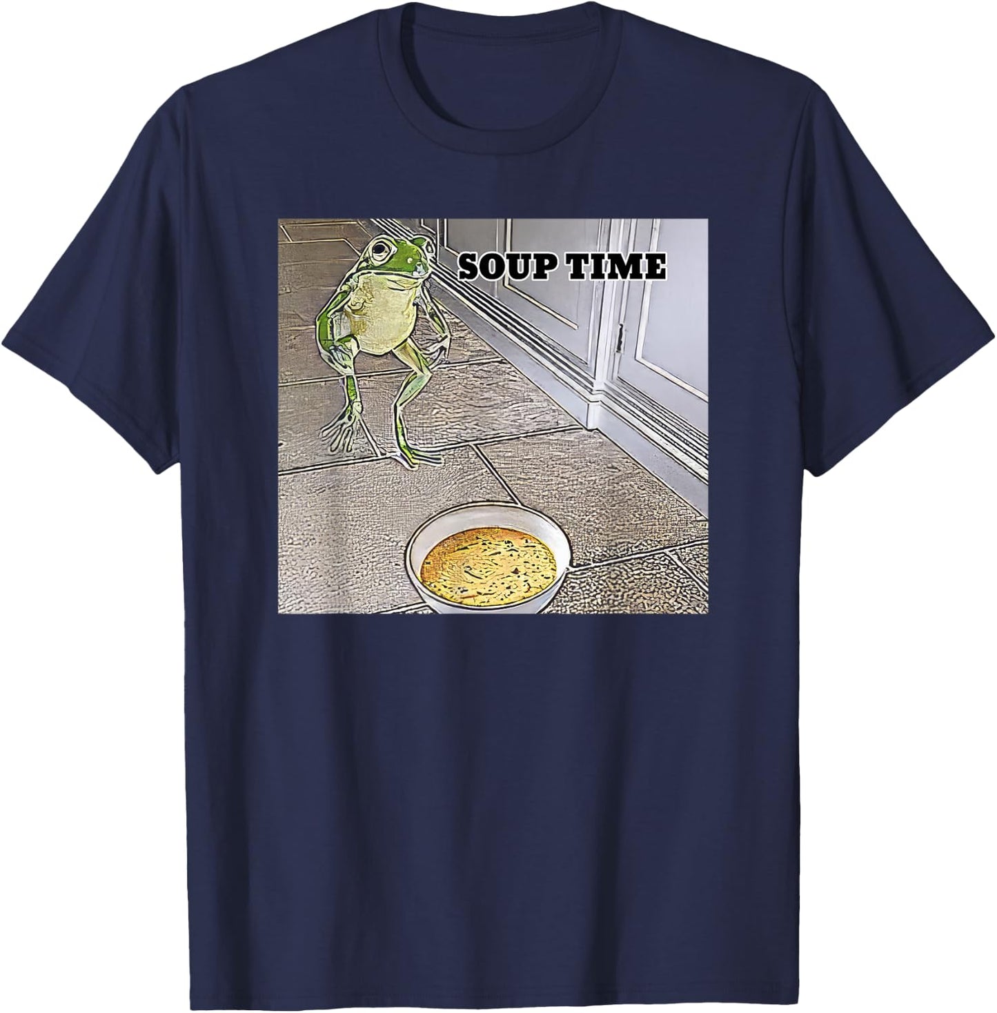 Soup Time Frog Meme T-Shirt - T-Shirt | Navy