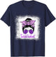 Alzheimer's Awareness Messy Bun Purple Dementia alzheimers T-Shirt - T-Shirt | Navy