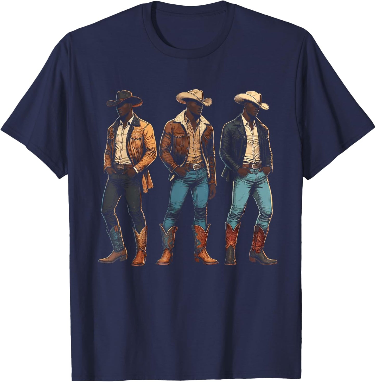 Black Cowboy Western Rodeo Melanin Black History Texas Men T-Shirt - T-Shirt | Navy