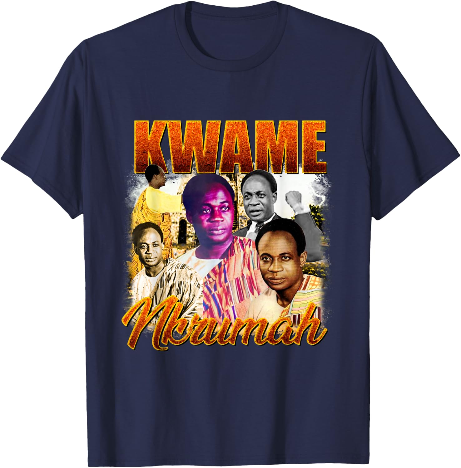 Kwame Nkrumah For Ghana 90's Vintage Bootleg T-Shirt - T-Shirt | Navy