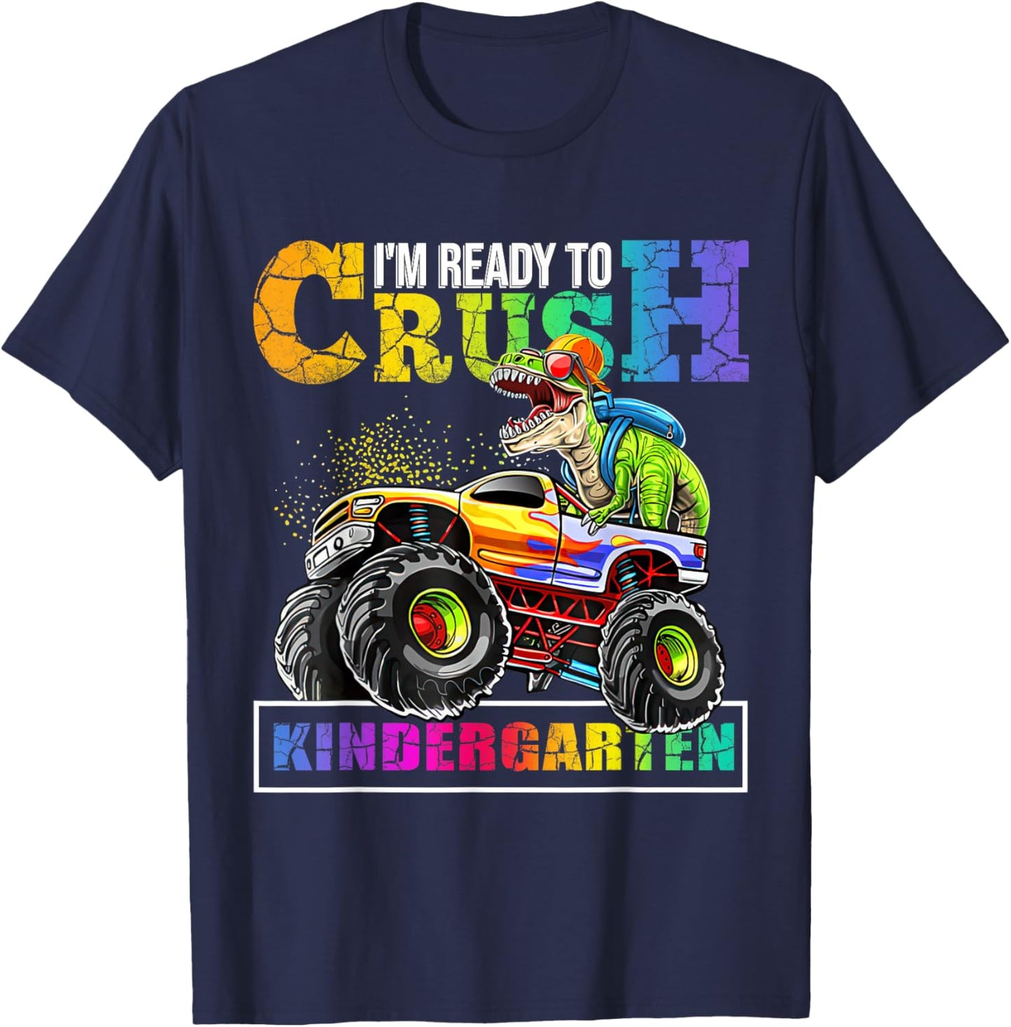 Back To School Boy Dinosaur I'm Ready To Crush Kindergarten T-Shirt - T-Shirt | Navy