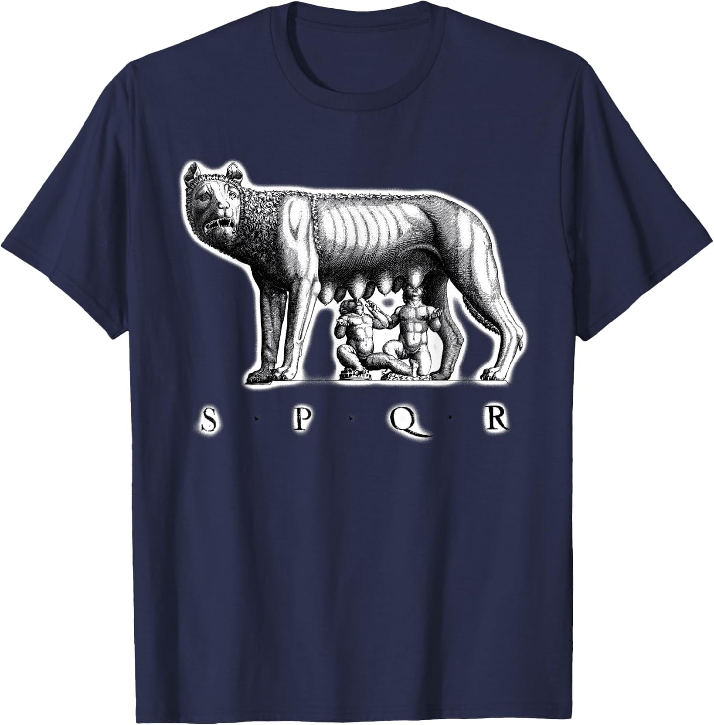 SPQR Roman Rome wolf Romulus Remus T-Shirt - T-Shirt | Navy