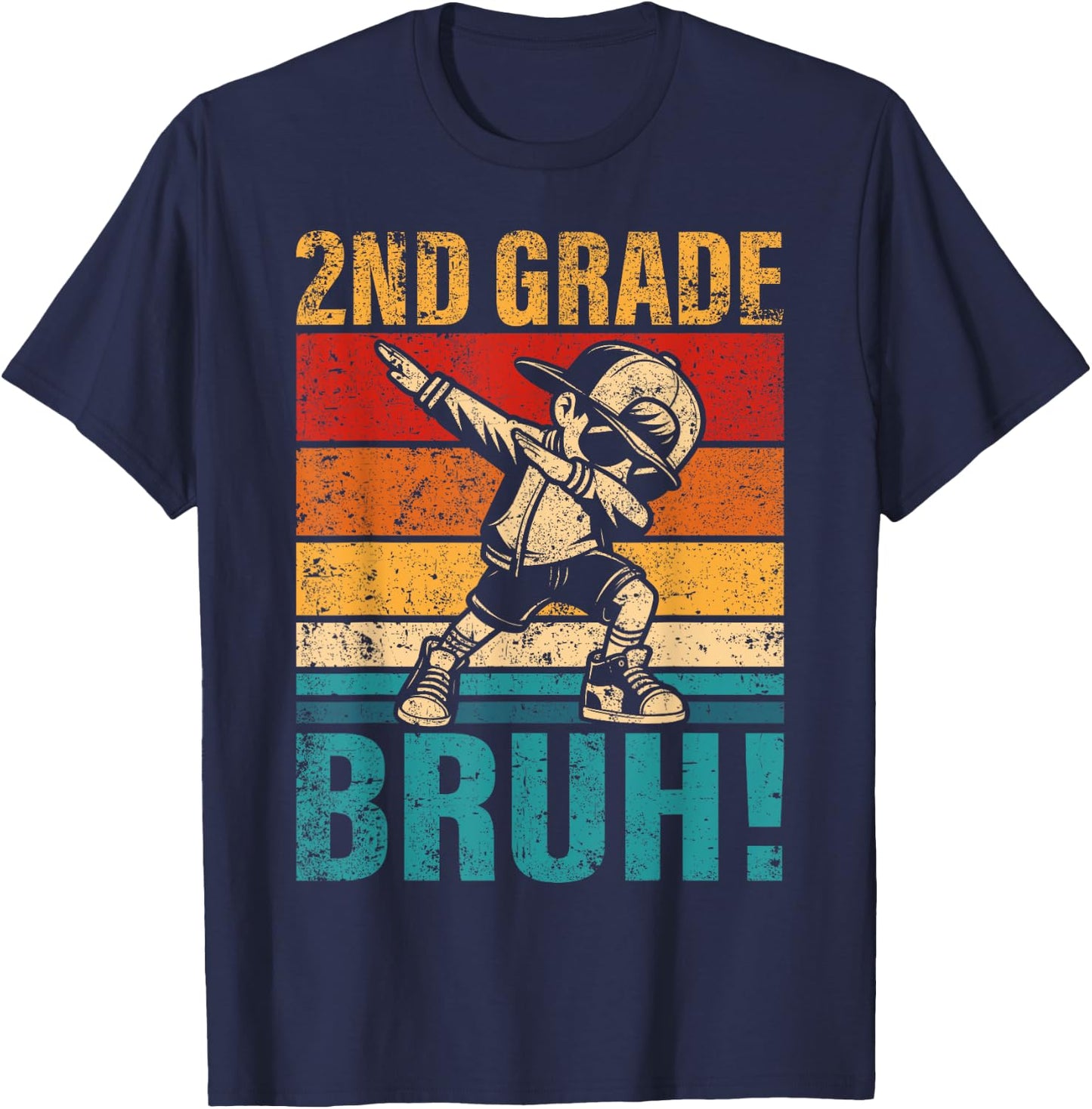 2nd Grade Bruh Dabbing Boy Second Grade Squad Boy Student T-Shirt - T-Shirt | Navy