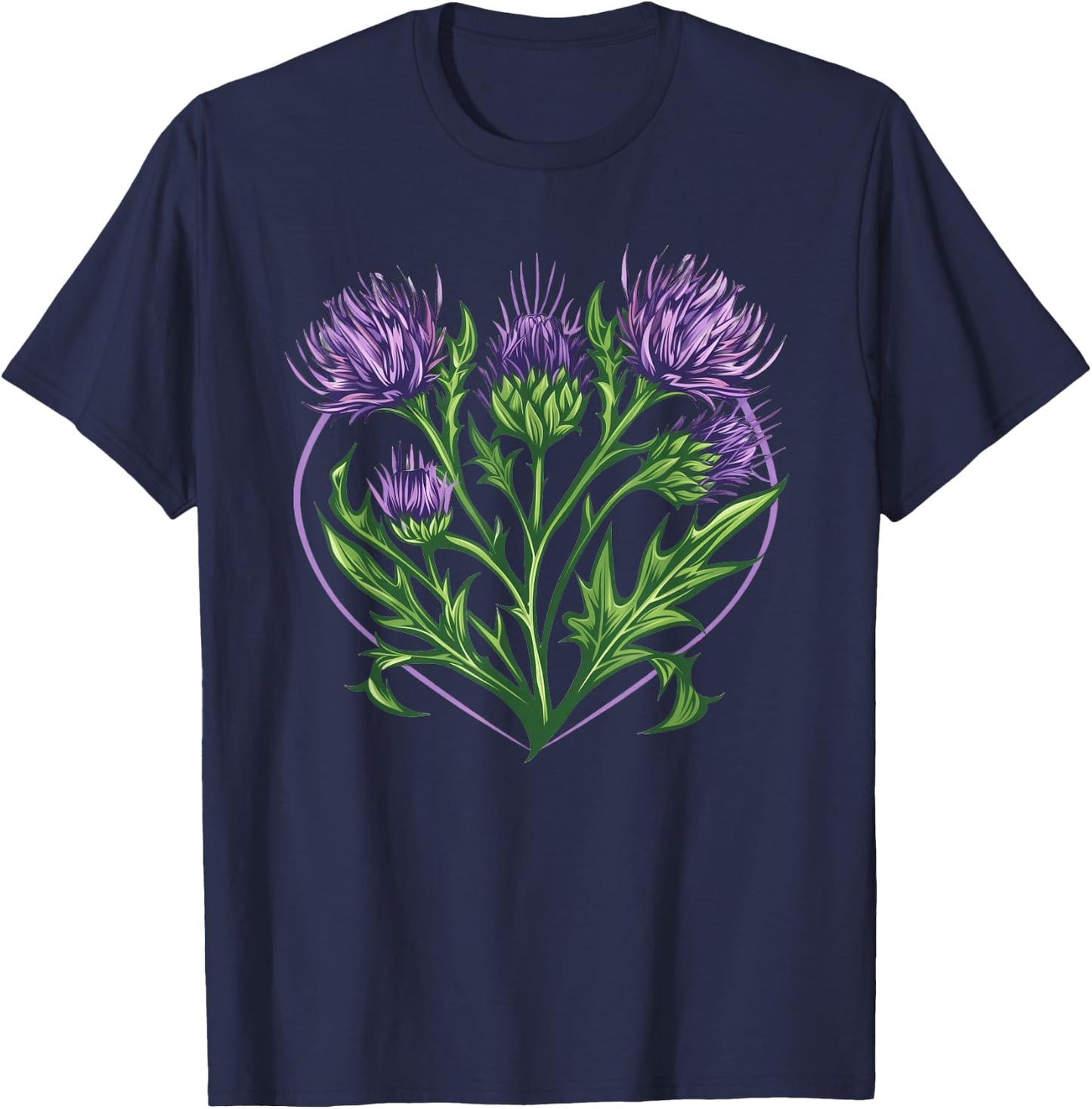 Thistle Flower In A Heart T-Shirt - T-Shirt | Navy