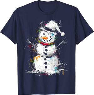 Snowman Christmas Graphic X-Mas Art Family Snowman T-Shirt - T-Shirt | Navy