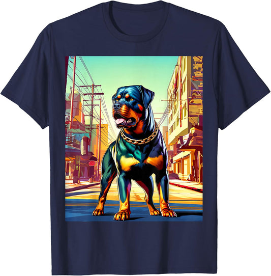 GTA Rottweiler Style T-Shirt - T-Shirt | Navy