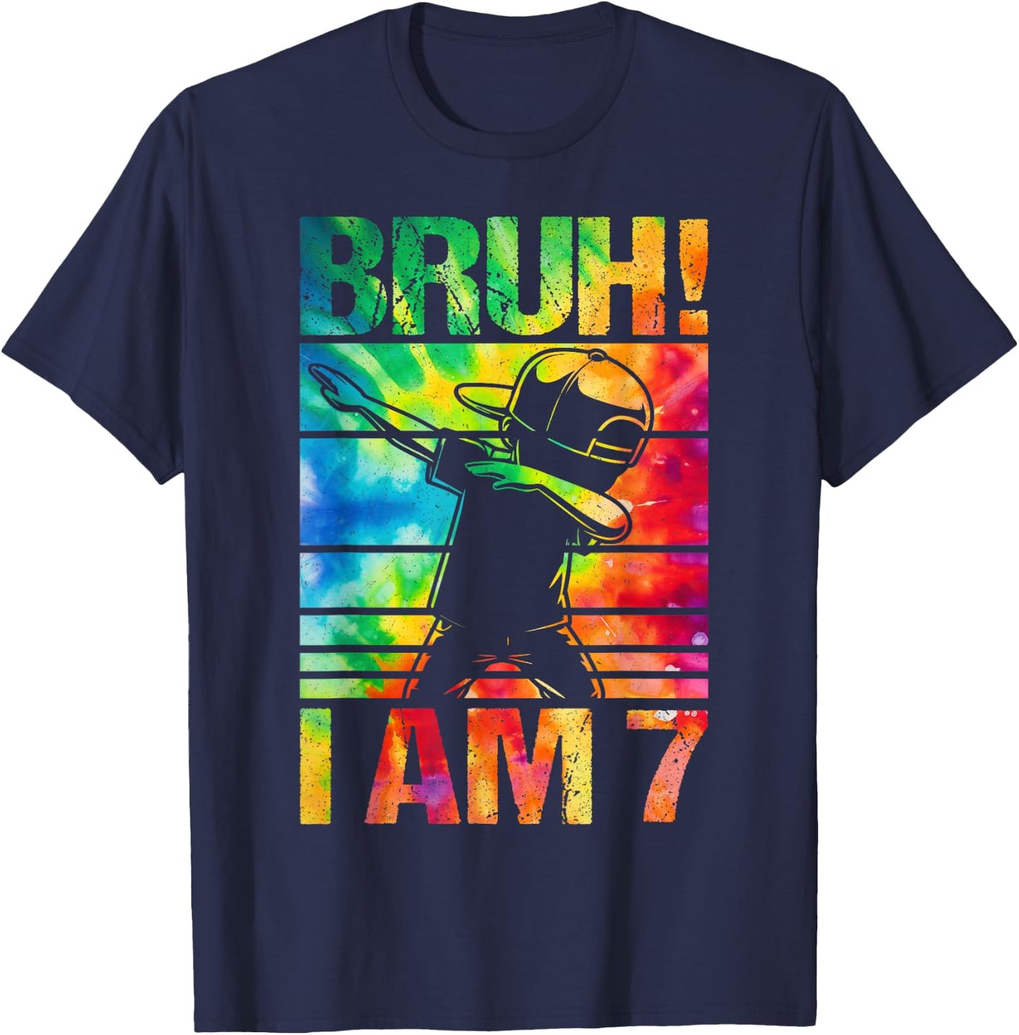 7 Year Birthday Tie Dye Dabbing Boy Bruh Its My 7th Birthday T-Shirt - T-Shirt | Navy