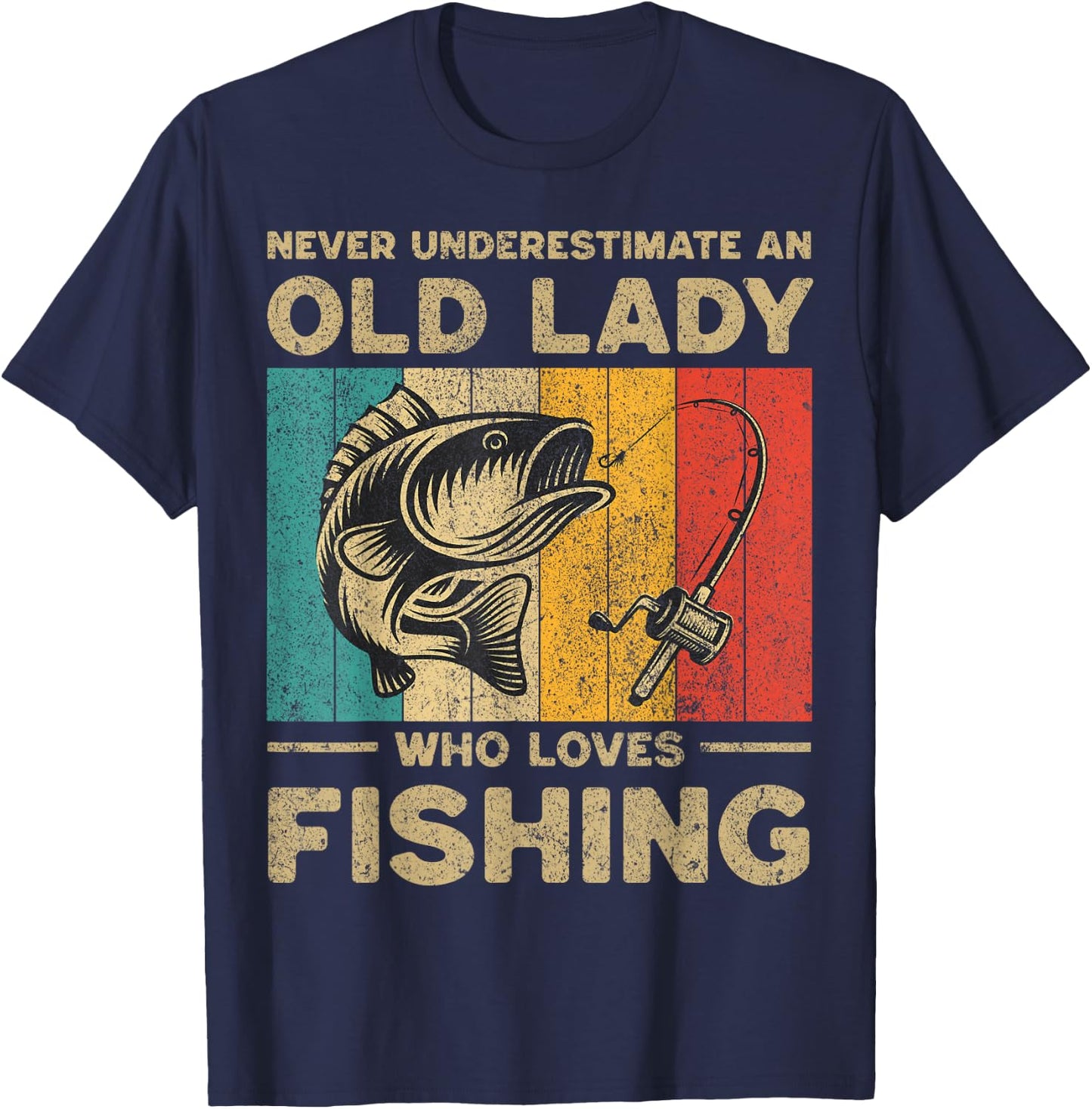 Funny Vintage Fishing Jokes Fisherman Bass Fish T-Shirt - T-Shirt | Navy