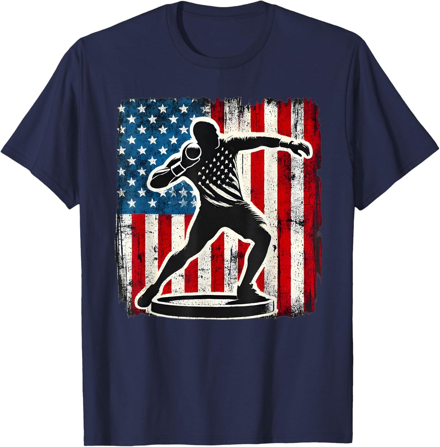 Shot Put Men Women Track And Field american flag T-Shirt - T-Shirt | Navy