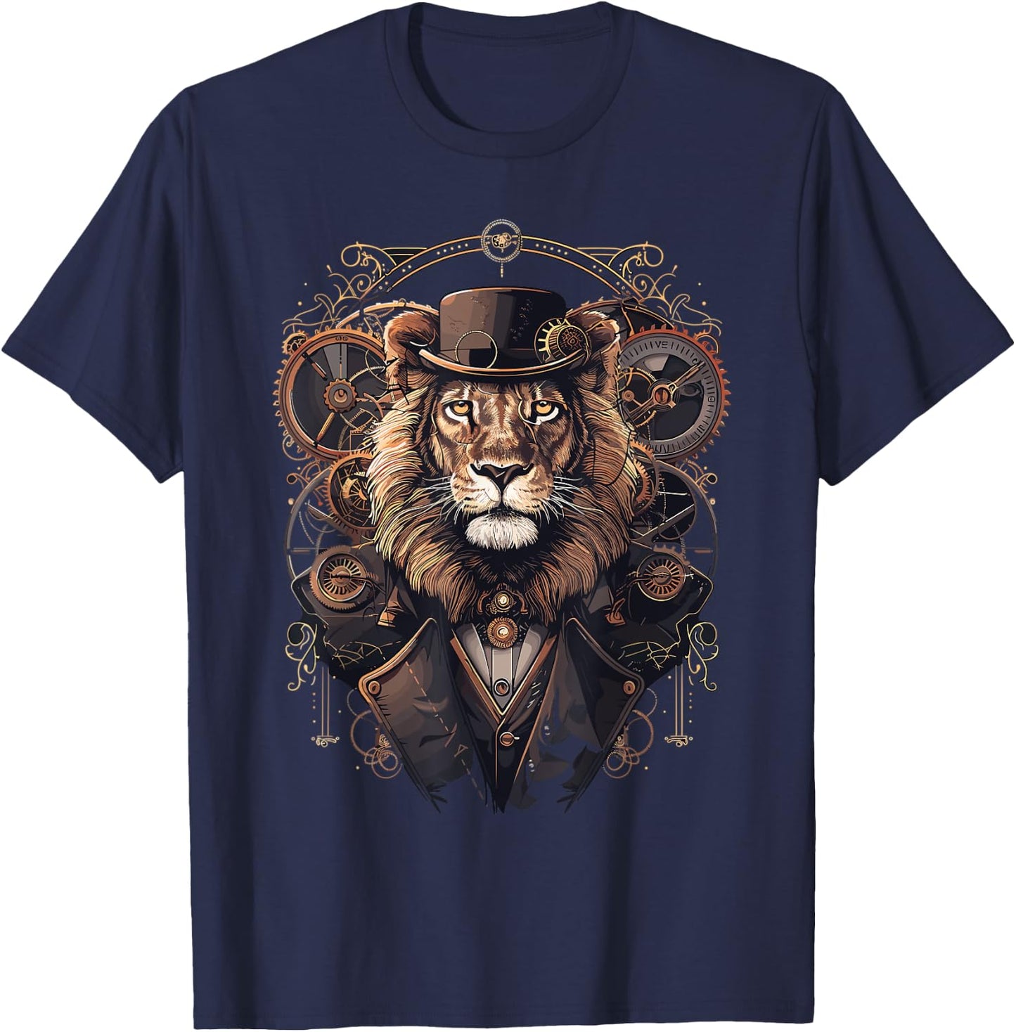 Steam Punk Art Lion Steampunk T-Shirt - T-Shirt | Navy