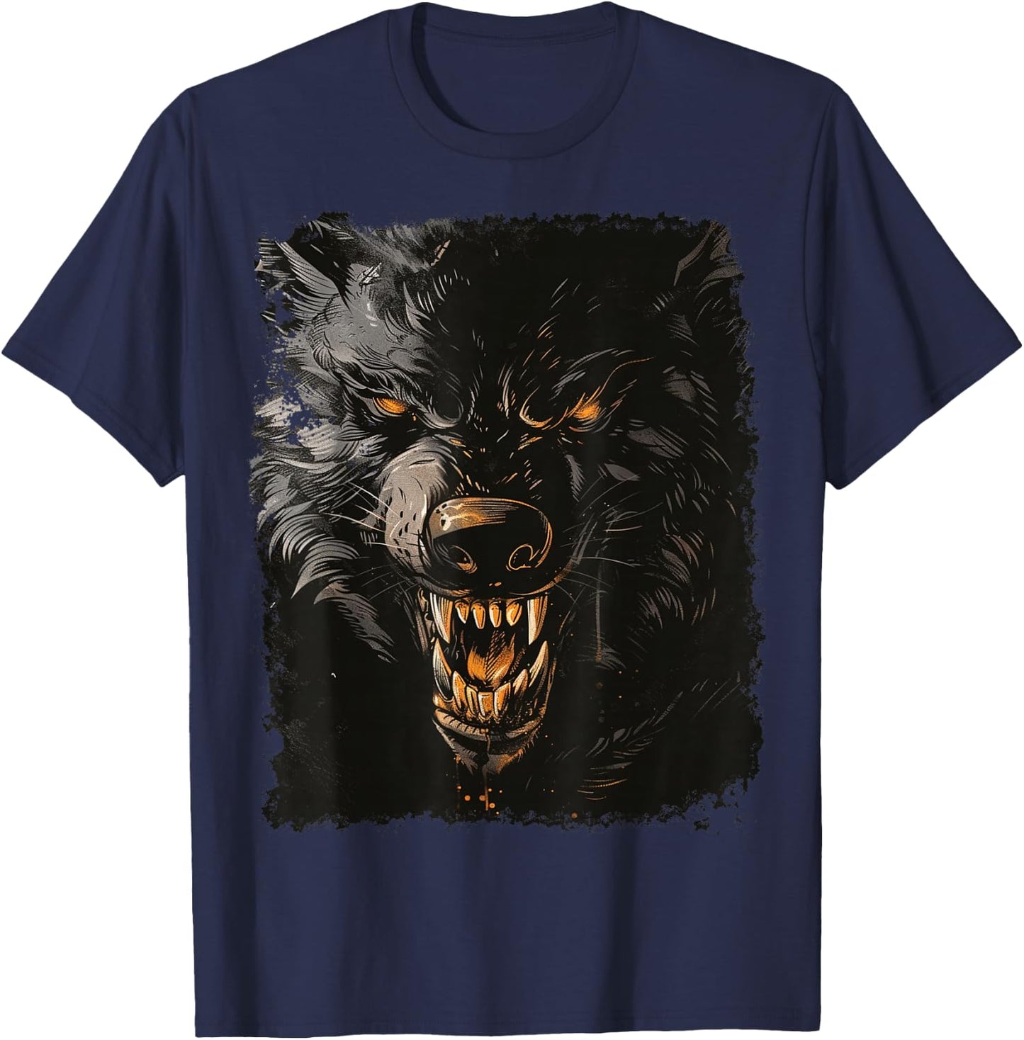Halloween Design Black Werewolf T-Shirt - T-Shirt | Navy