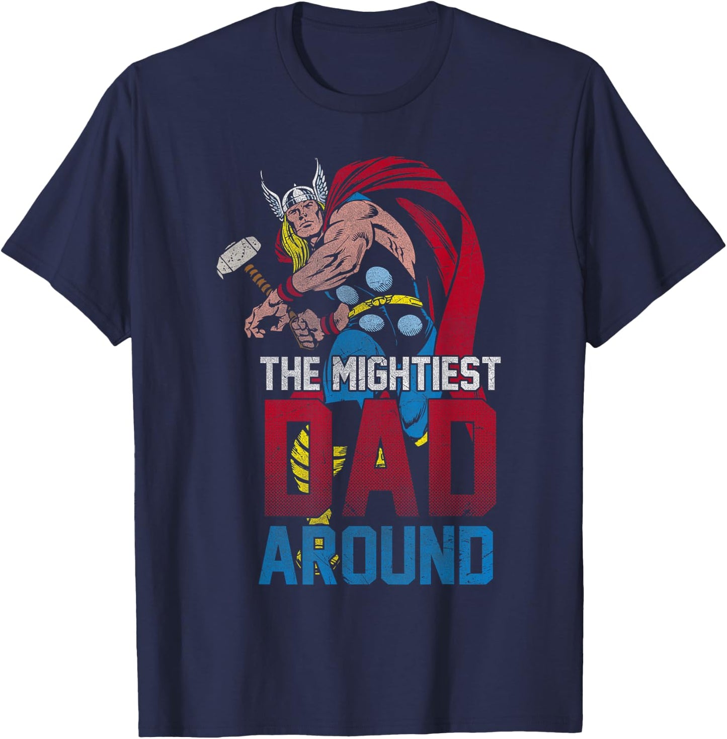 Marvel Father's Day Thor Mightiest Dad Around Vintage T-Shirt - T-Shirt | Navy