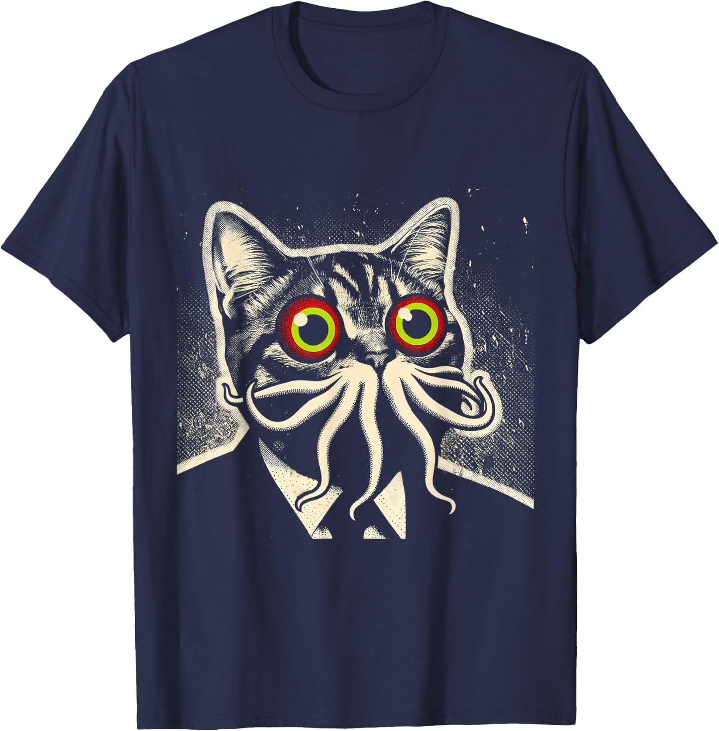 Cthulhu Cat Encounter Cosmic Mythos Feline T-Shirt - T-Shirt | Navy