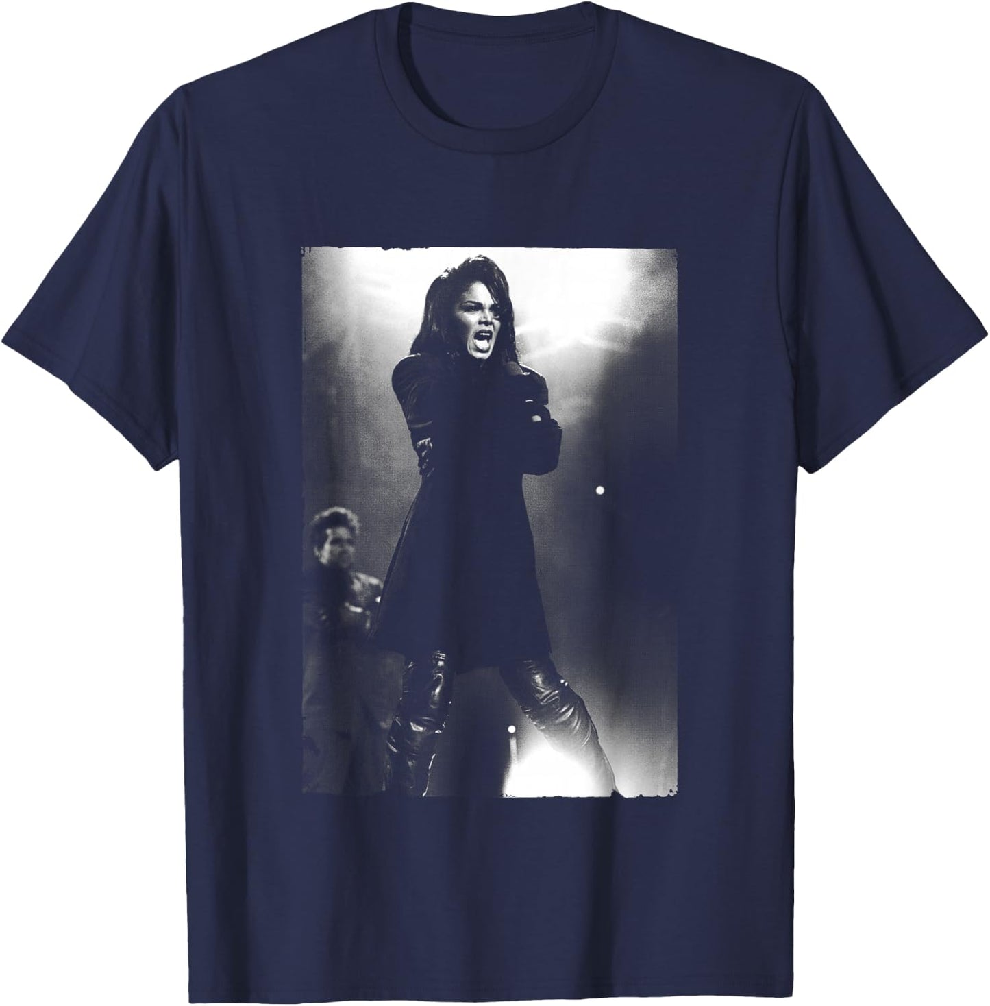 Janet Jackson Singing Live by Stephen Wright T-Shirt - T-Shirt | Navy