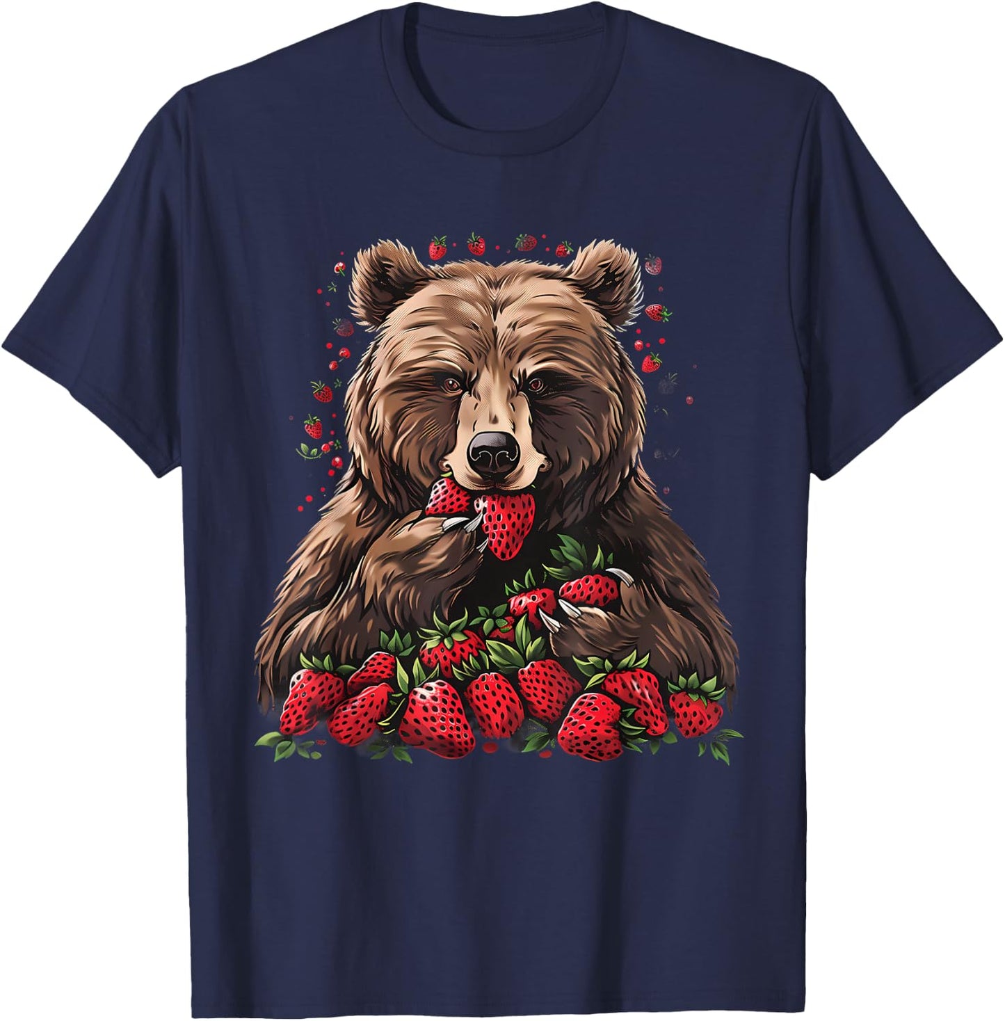 Strawberry Bear Drawing Artwork Wildlife Strawberries T-Shirt - T-Shirt | Navy