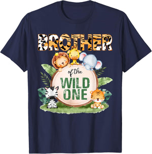 Brother Of The Wild One 1st Birthday Safari Family Matching T-Shirt - T-Shirt | Navy