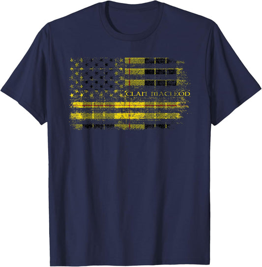 Clan MacLeod of Lewis Scottish tartan US flag kilt Scotland T-Shirt - T-Shirt | Navy